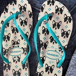 Boston Terrier Havaianas flip flops